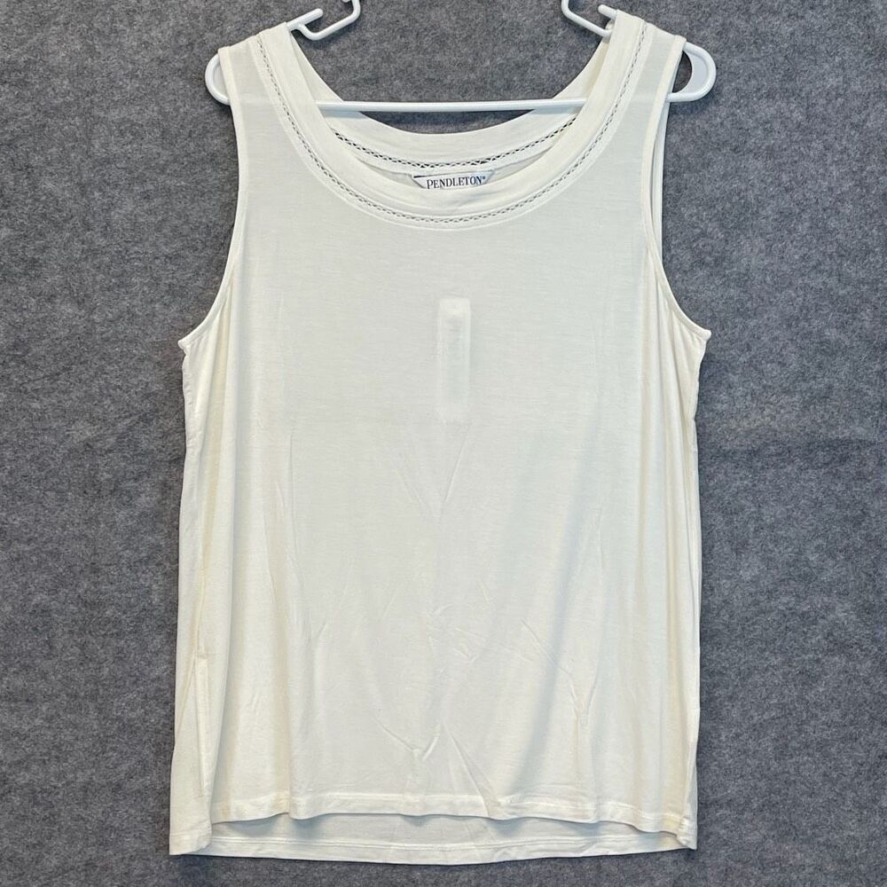 NWT PENDLETON Tank Top Women's XL Ivory Sleeveless‎ Stretch Pullover Scoop Neck